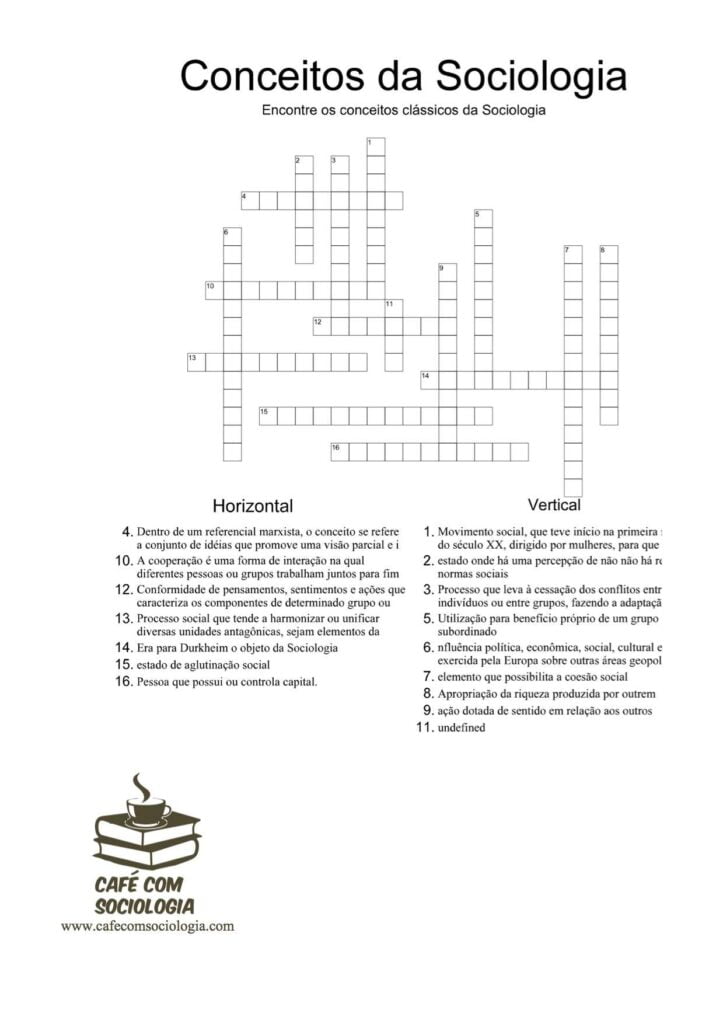 Cruzadinhas para aulas de Sociologia 2 cópia de cruzadinha café
