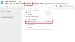 Como transcrever entrevista de áudio para texto gratuitamente 4 digitação por voz