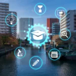 city committed education collage concept