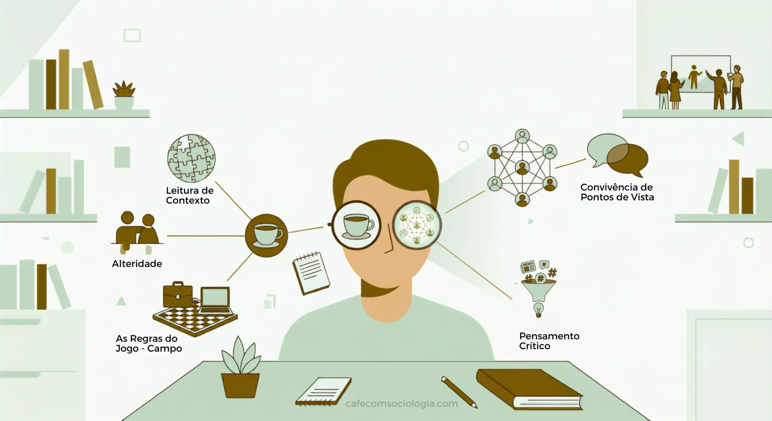 Sociologia na prática representada por pessoas interagindo em um espaço social cotidiano