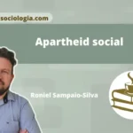 Alternativo: Apartheid social: muro alto dividindo condomínio fechado de área periférica, representando a segregação urbana no Brasil