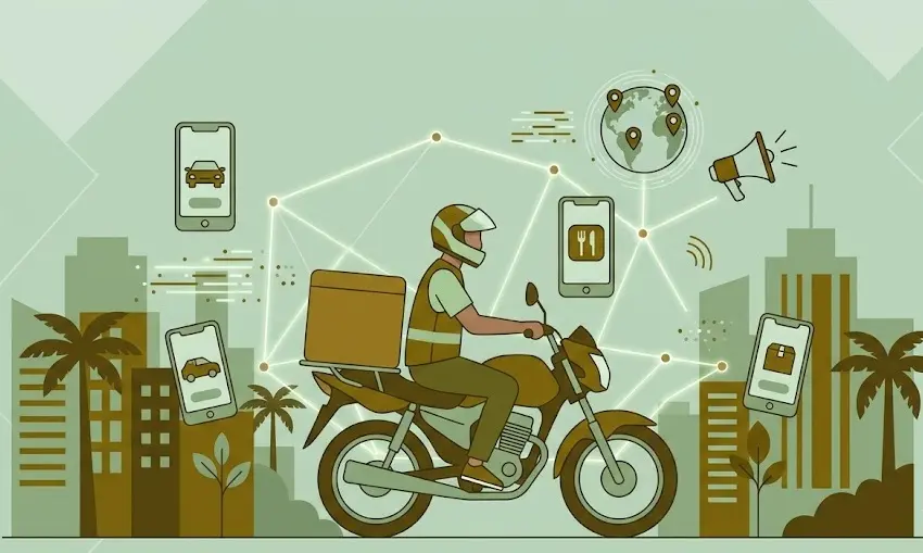 Ilustração sobre economia de bicos e trabalho por aplicativos no Brasil