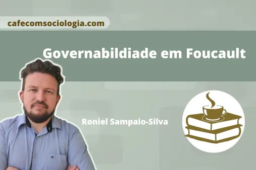 Governamentalidade: mãos estilizadas guiando engrenagens e pessoas, representando a arte de governar condutas segundo Foucault