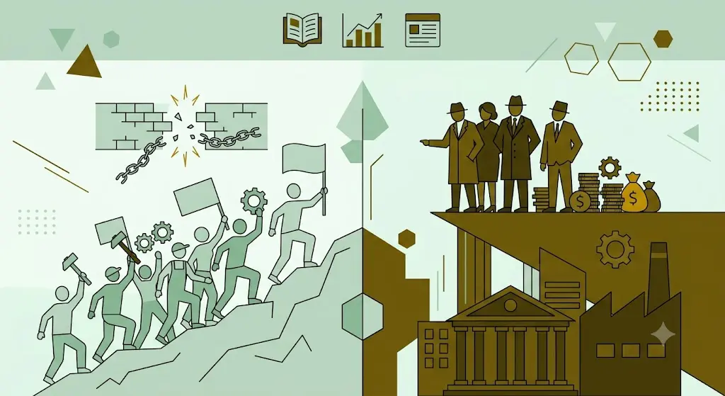Polarização Política: Conceito, Causas e 6 Consequências 2 Ilustração representando a polarização política e a divisão da sociedade em dois grupos opostos