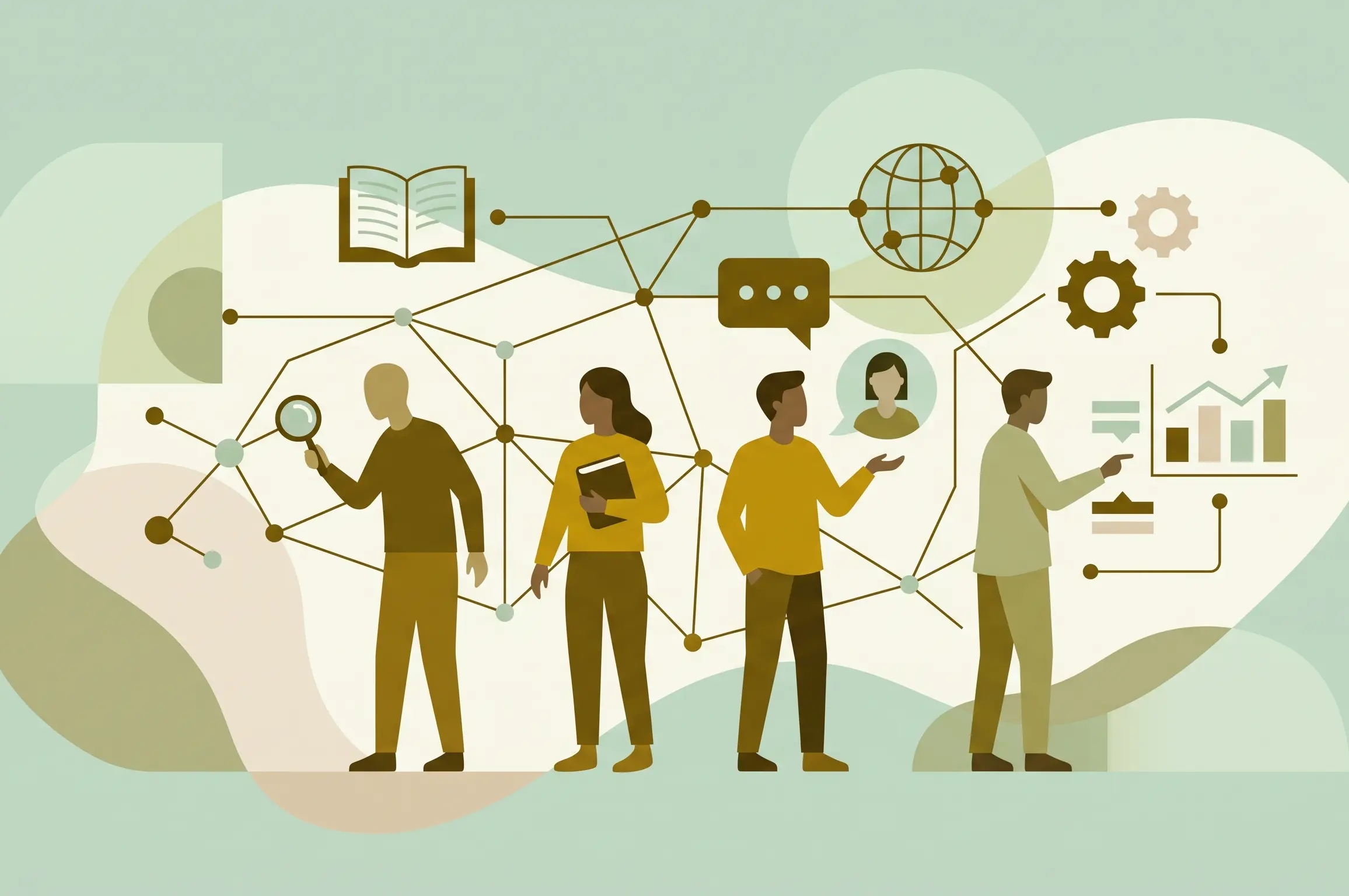Sociologia digital: rede de conexões representando indivíduos e tecnologia