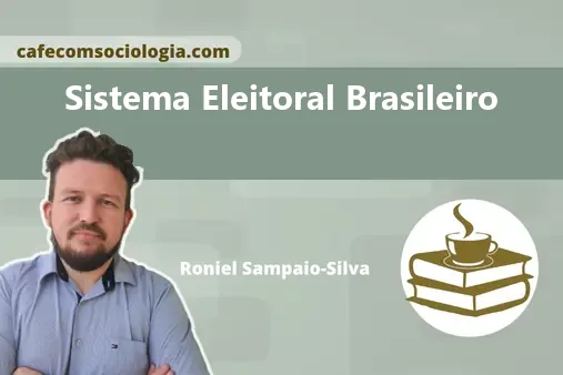 Ilustração conceitual de uma urna eletrônica estilizada com mão depositando voto, representando o sistema eleitoral brasileiro.