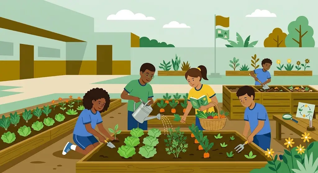 tornando a escola mais sustentável com horta, compostagem e práticas de educação ambiental integradas ao currículo