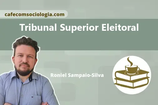 Ilustração conceitual de uma urna eletrônica e uma mão depositando voto, com símbolos de justiça ao fundo, representando o Tribunal Superior Eleitoral.