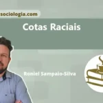 Ilustração de estudantes diversos em frente a uma universidade, representando cotas raciais e acesso à educação.