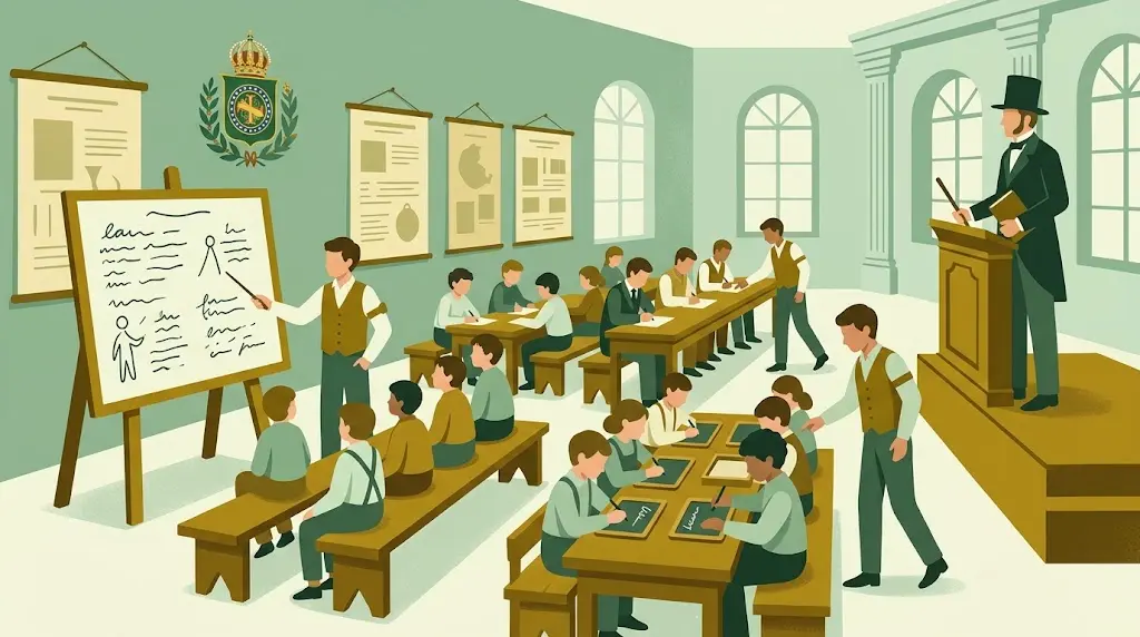 Origem do Dia dos Professores: sala de aula do Império com método Lancaster