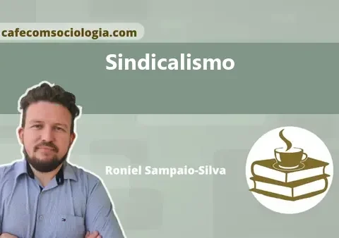 Ilustração conceitual de trabalhadores unidos em torno de uma engrenagem, representando a força do sindicalismo.